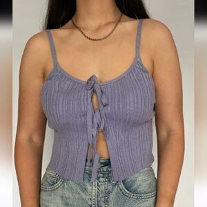 NWT Forever 21 Tie Front Ribbed Cami Tank Size L